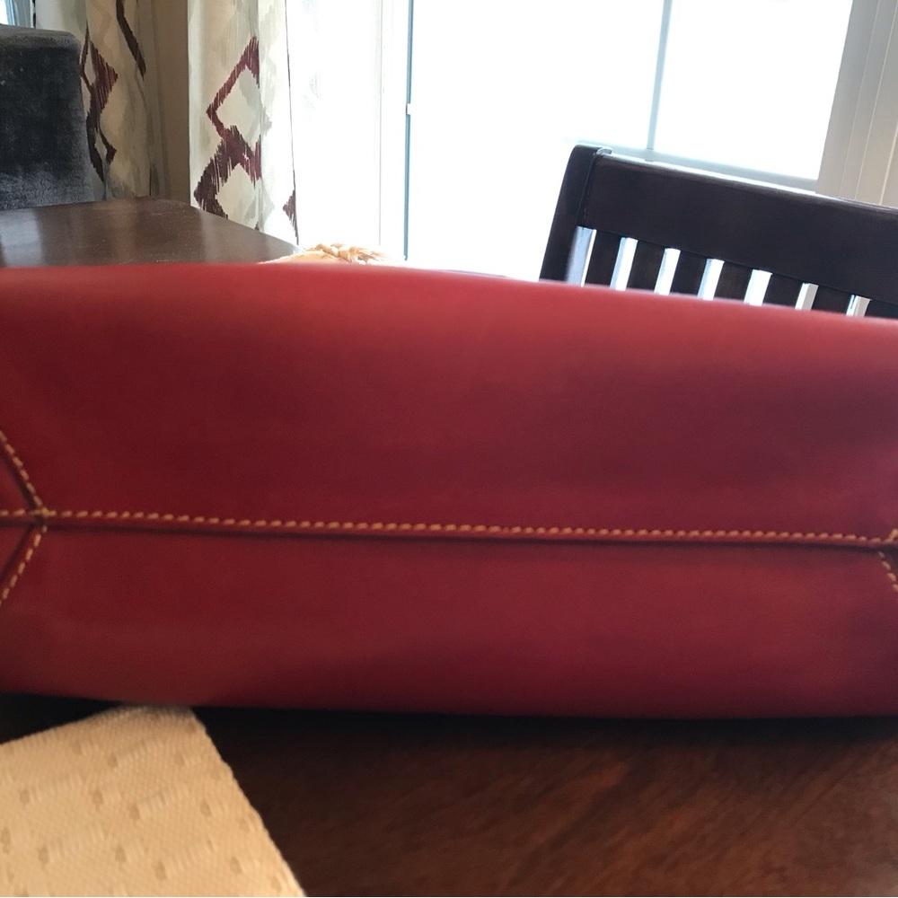 Dooney & Bourke Red Leather Hobo Shoulder Bag - Picture 6 of 11